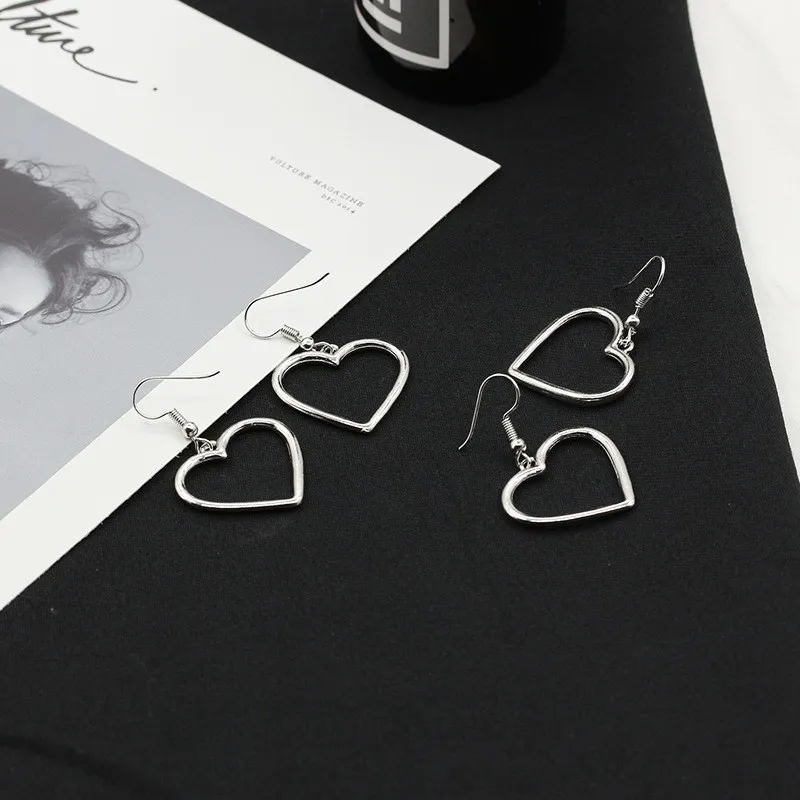 New Arrival Japanese Style Hollow Heart Earrings for Women – Cute Fresh Open Heart Drop Dangle Earrings, Unique Niche Jewelry Gift, Trendy Minimalist Earrings for Daily Wear